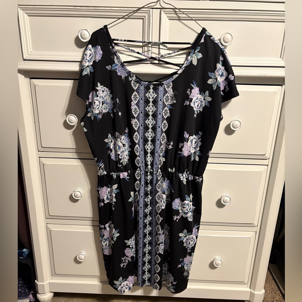 Maurices Black Floral Mini Dress